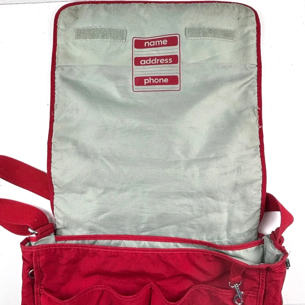 Kipling Madhouse Messenger‎ Bag Unisex Large Red Expandable Nylon Crossbody Y2K